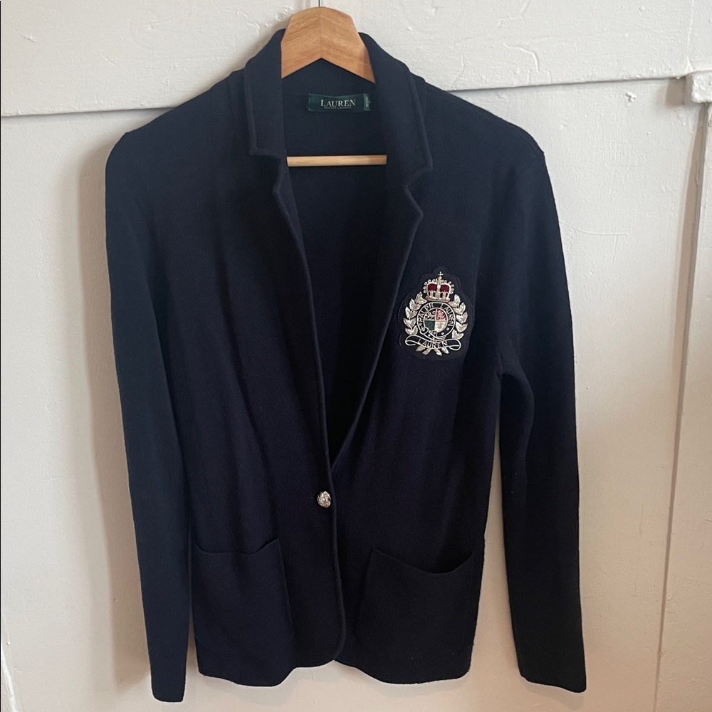 Vintage Polo by Ralph Lauren Navy Blazer with Embroidered Crest